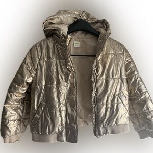 Crazy 8 gold metallic puffer coat girls size 7/8